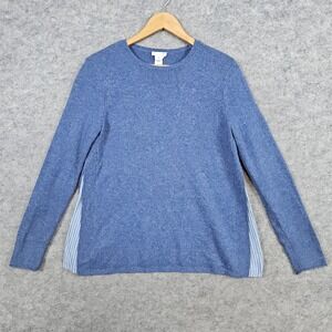 J Jill Women's Size XS Blue Knit Sweater Rayon Silk Blend Striped Accent‎ Casual